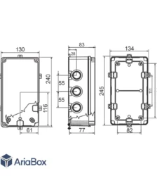 جعبه تقسیم ضدآب گلندخور شفافAGT 24-13/ H80 T با ابعاد 80×130×240 میلی متر