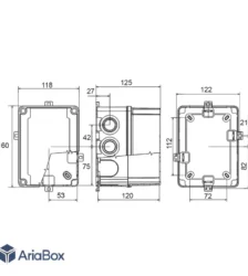 جعبه تقسیم 10 کاناله IP66 گلندخور AGT16-12/H120 با ابعاد 120×120×160 میلی متر