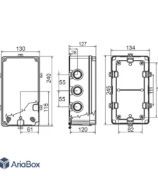 جعبه تقسیم 10 خروجی ضدآب شفاف AGT24-13/H130 T با ابعاد 130×130×240 میلی متر