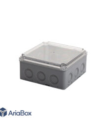 جعبه تقسیم ضدآب شفاف 12 سوراخ AGT 16-16 T با ابعاد 75×160×160 میلی متر