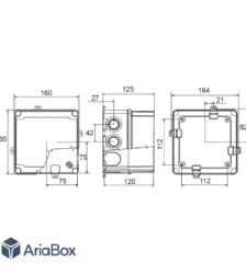 جعبه تقسیم ضدآب الکترونیکی 12 سوراخ AGT 16-16/H120 با ابعاد 120×160×160 میلی متر