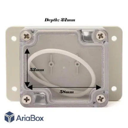 جعبه دیواری ضدآب الکترونیکی شفاف ABW225-A1TM با ابعاد 35×58×65 میلی متر