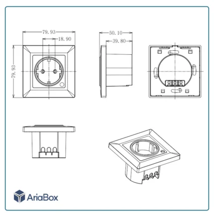 جعبه سوکت هوشمند استاندارد اروپا مدل Socket6-A1 با ابعاد 50×80×80 میلی متر