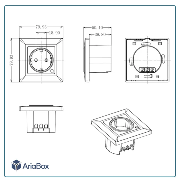 جعبه سوکت هوشمند استاندارد اروپا مدل Socket6-A1 با ابعاد 50×80×80 میلی متر