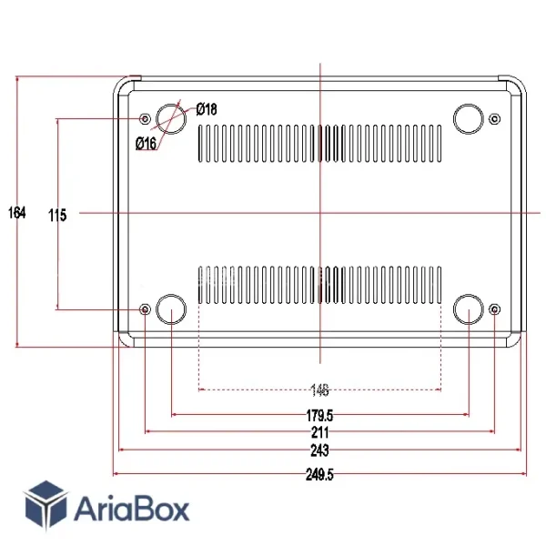 باکس الکترونیکی پلاستیکی ABN118-A1 با ابعاد 45×163×245 میلی متر