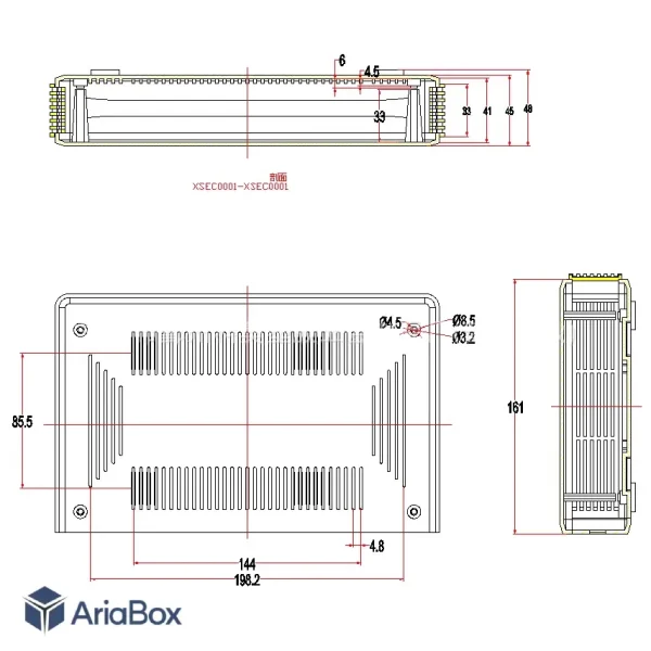 باکس الکترونیکی پلاستیکی ABN118-A1 با ابعاد 45×163×245 میلی متر