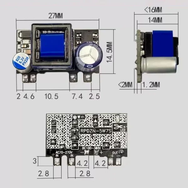 ماژول تغذیه سوئیچینگ AC-DC دوازده ولت 450mA نسل 7