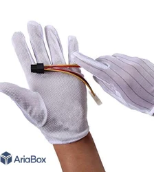 دستکش آنتی استاتیک سیلیکون دار خط دار سایز L