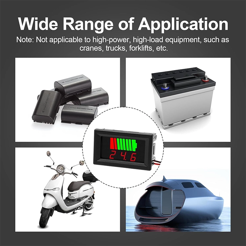 نمایشگر دیجیتال ولتاژ و سطح شارژ باتری 12 تا 60 ولت (LED قرمز)