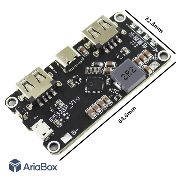 ماژول فست شارژ پاور بانک مدل IP5328P ظرفیت ۱۸ وات دو خروجی